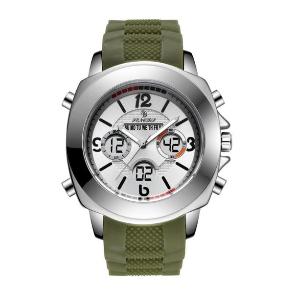 

wristwatches mens watches luxury fashion brand army green unique week life military waterproof quartzwrist watch men sport clock 2021, Slivery;brown