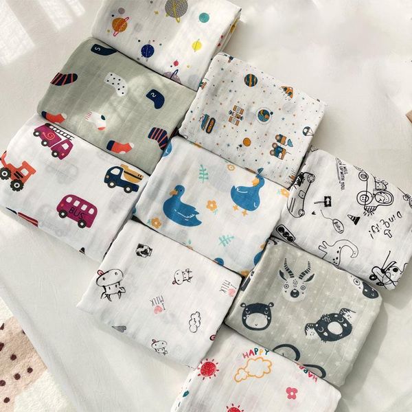 

blankets & swaddling muslin blanket bamboo cotton baby swaddle born wrap gauze infant quilt sleeping diaper bath towel 120x120cm