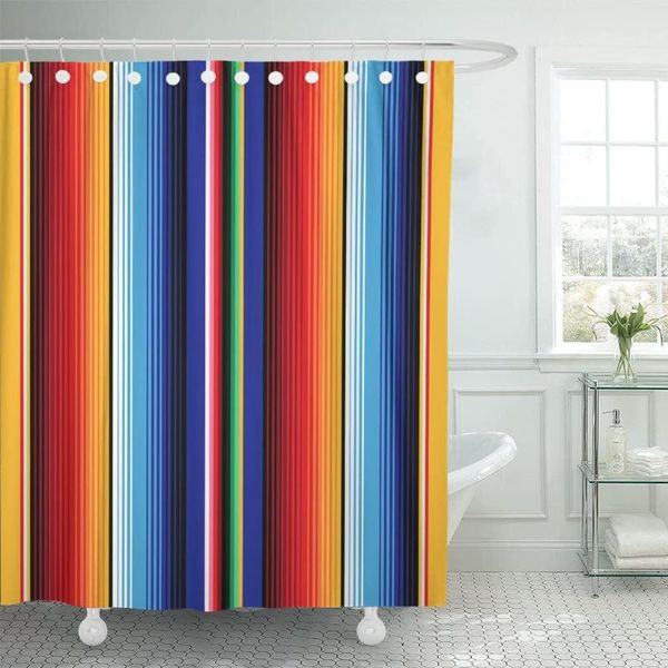 

shower curtains blue mexican stripes for cinco de mayo party food curtain waterproof fabric 72 x inches set with hooks