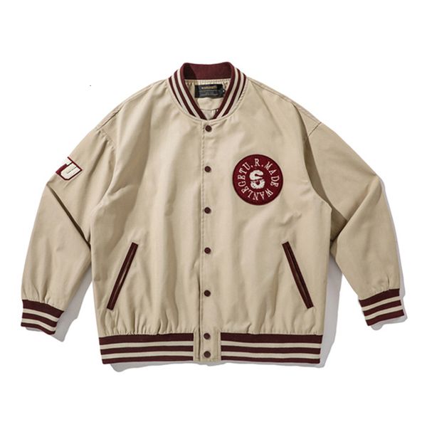 

men's jackets superior arrival fashion college-style casual loose cotton unique breasted embroidered rib sleeve bomber jacket idsx, Black;brown