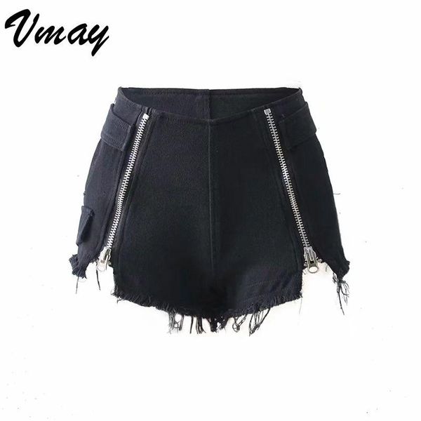 

women's jeans vmay denim wide leg shorts 2021 summer high waist zippered edge pants street style skinny solid short, Blue