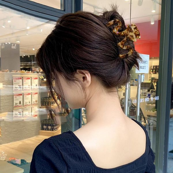 

hair accessories vintage big size wave shape hairpin for women acrylic w style barrette acetate clips crab, Slivery;white