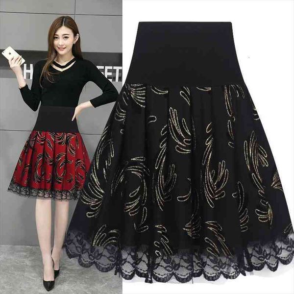 

voile pleated a- line short skirt elastic waist large size woman skirts mujer faldas saias mulher, Black