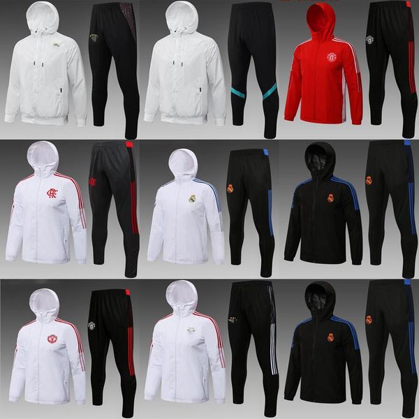 

2021 2022 france tracksuit football real madrid training suits manchester 21/22 long hooded suit jacket survetement football jersey enfants, Black