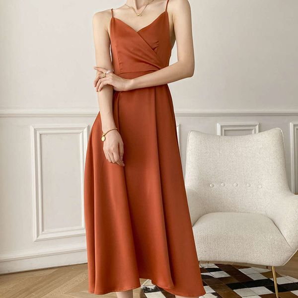 

v-neck suspender dress women's island beach skirt slim, Black;gray