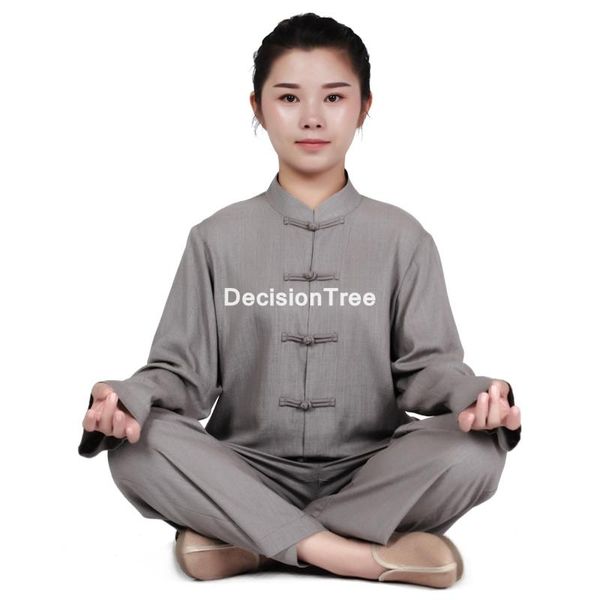 

women cotton linen yoga set gym clothing fitness pants long sleeve tracksuit wing chun wu shu costumes outfit