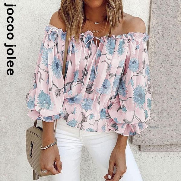 

women's blouses & shirts backless off shoulder women blouse printing mesh chiffon puff sleeve lace up t-shirt slash neck summer elegant, White