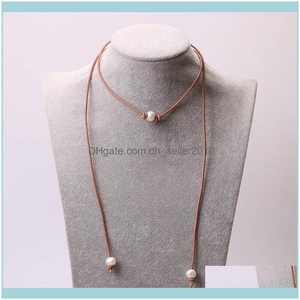 

necklaces & pendants jewelrywrap pearl leather necklace women jewelry,light brown tan chokers for girls,handmade white pearls jewelry,fashio, Golden;silver