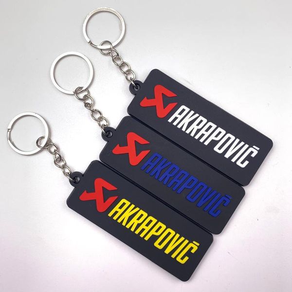 

keychains 3d motorcycle exhaust akrapovic keychain logo muffler tip pipe key chain ring, Silver