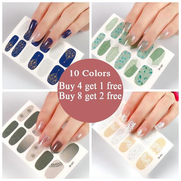 

stickers & decals nail adhesive decorations for manicure cute sliders luxury set art design chamomile self-adhesive foil, Black
