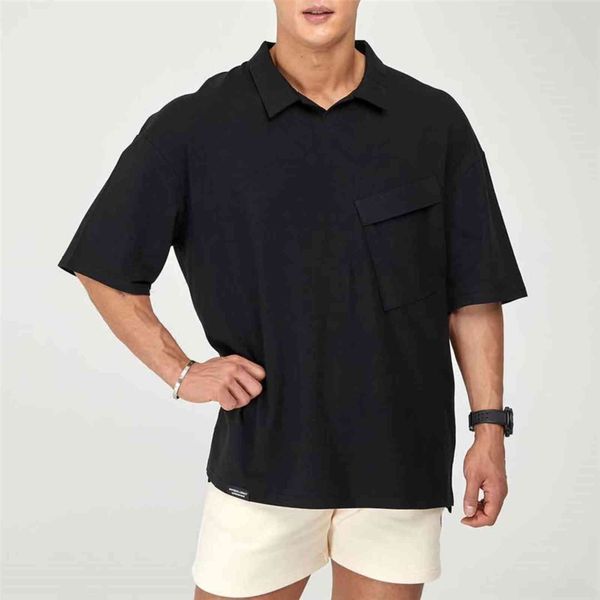 

fashionable men's polo shirt, casual medium sve t-shirt, smooth color, tight, suitable for fitns, 2021, White;black