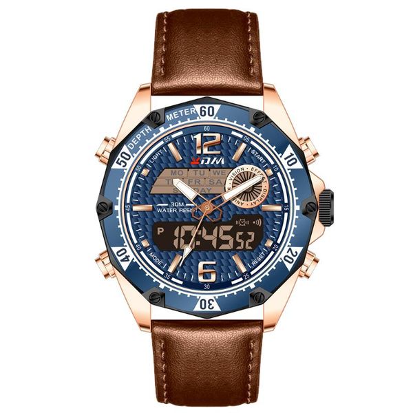 

wristwatches mens watches quartz watch waterproof for men military wristwatch led clock male leather, Slivery;brown