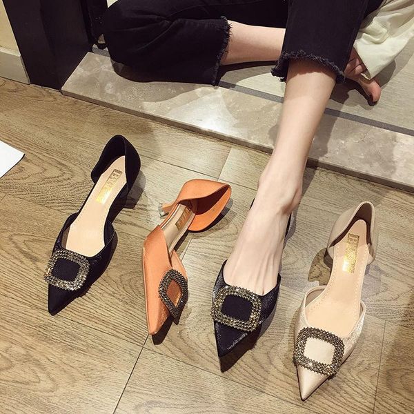 

dress shoes women autumn spring pumps modern classic thin high heel pointed toe ol office footwear plus size40, Black