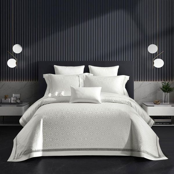 

svetanya white luxurious geometric satin 100s egyptian cotton bedding duvet cover set jacquard  king size linens sets