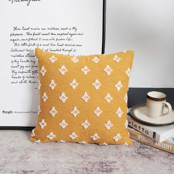 Almofada / Algodão Decorativo Algodão e Linho Fronha Nordic Ins Estilo Handmade Capa de Almofada Amarelo Capa de Almofada de Cama Home Sofá Cadeira Backrest Pi