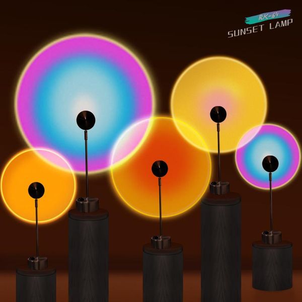 

rainbow sunset projector lamp atmosphere night light for home cafe office background wall decoration usb table flashes
