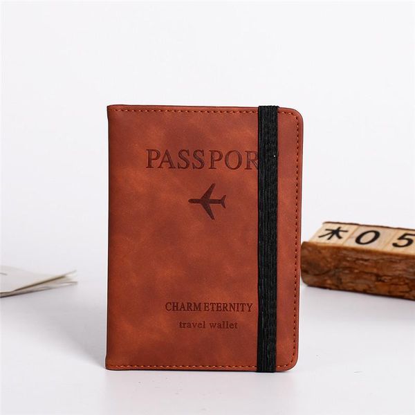 

card holders women men rfid vintage business passport covers holder multi-function id bank pu leather wallet case travel accessories, Brown;gray