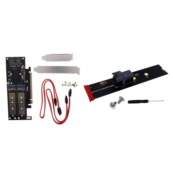 

m.2 nvme ngff to pci-e 4x 3 in 1 adapter card b+m key msata with mini-sas hd 36-pin m lapcooling pads