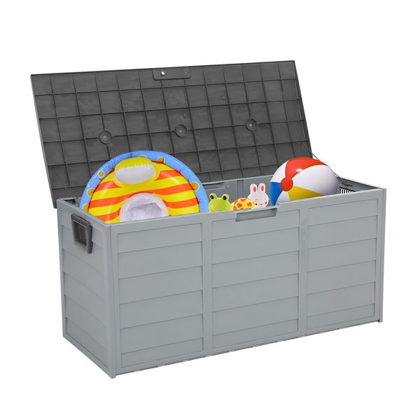 

75gal 260l outdoor garden supplie plastic storage deck box chest tools cushions toys lockable seat portable toolbox