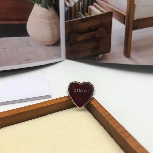 

original brand designer vintage heart letter open rings temperament ladies men fashion jewelry party gifts, Silver
