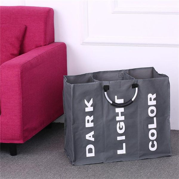 

foldable dirty laundry basket waterproof three grid kids toys sundries storage bag with handles high capacity bags