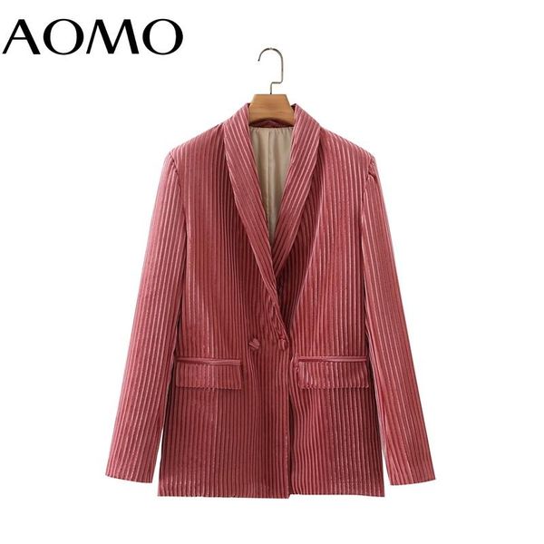 

women's suits & blazers aomo women 2021 fashion solid velvet blazer coat vintage double breasted long sleeve female outerwear chic da2, White;black
