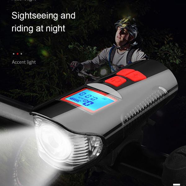 

bike lights mode usb bicycle light lamp & computer 6 horn cycle speedometer led front cycling headlight
