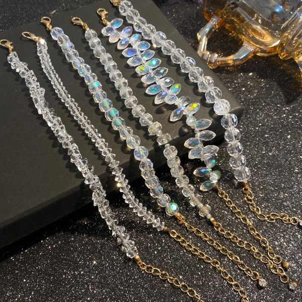 

beaded, strands en korean fashion exquisite colorful transparent crystal bracelet for women lover geometric anklet jewelry 2021 valentine&#0, Black