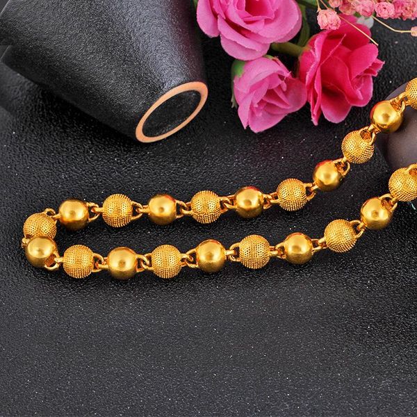 

chains fashion all-match jewelry gold filled solid frosted transfer light bead chain necklace men's gift, Silver