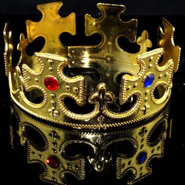 

hair clips & barrettes unique gold plastic jeweled king crown for children, Golden;silver