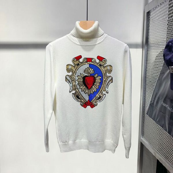 

men's hoodies & sweatshirts luxury sweater harajuku couple diamond knitting high male turtleneck casual sport turtlenecks fock, Black