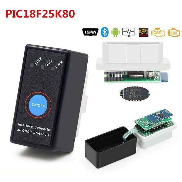 

code readers & scan tools elm327 bluetooth v1.5 pic18f25k80 chip obd2 j1850 with power switch button obdii elm 327 diagnostic tool scanner