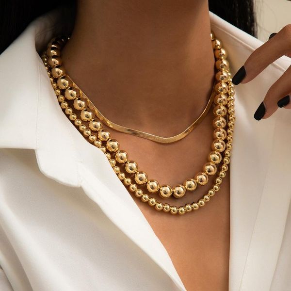 

chains fashion beads necklace for women 2021 punk aesthetic hiphop accessories luxury collar jewelry charm layered neck gift, Silver