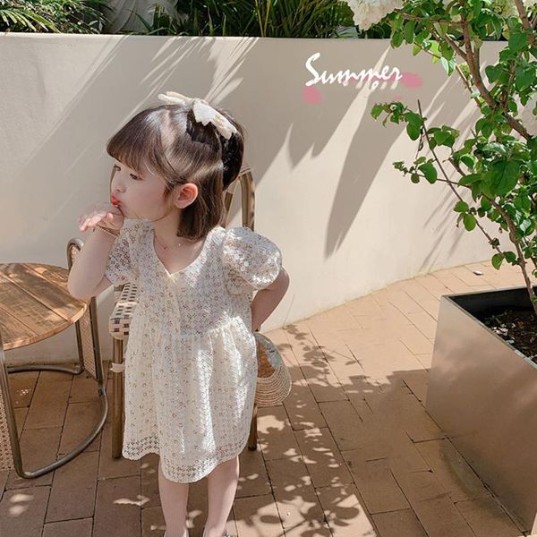 

summer baby girls lace dress kids clothes korean style short sleeves floral princess dresses children clothing girl's, Red;yellow