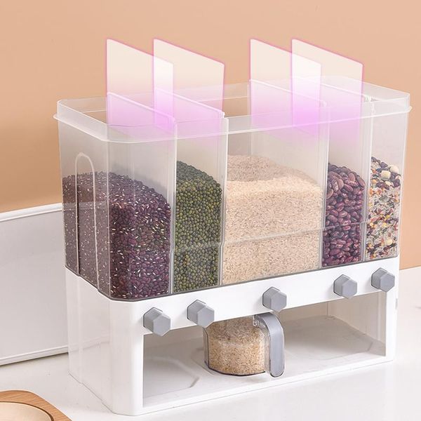 

wall-mounted separate grain cereal can rice storage cylinder automatic plastic box for kitchen lb88 bottles & jars