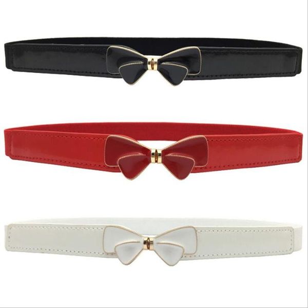 

belts 2021 women gentle temperament wild bow buckle slim elastic, Black;brown