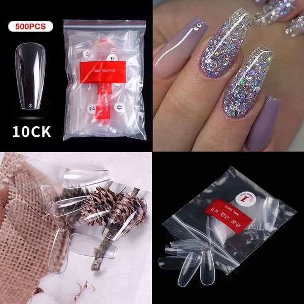 

fake enhancement transparent paste patch trapezoidal ballet wearing nail film beibai 500, Red;gold