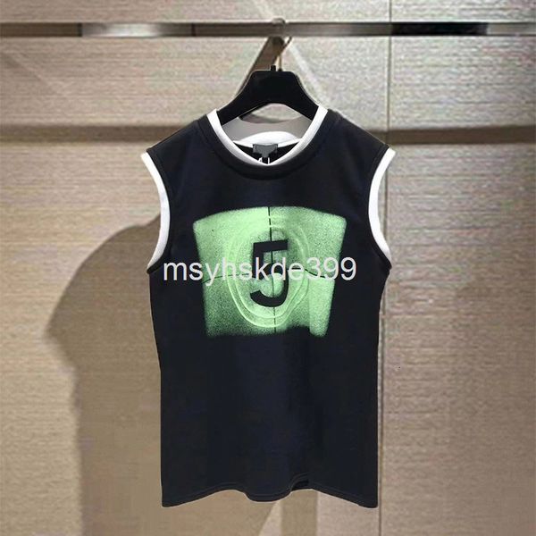 

women's t-shirt one after another fragrance design spring and summer print sleeveless 5 digital cotton slim fit fashion, White