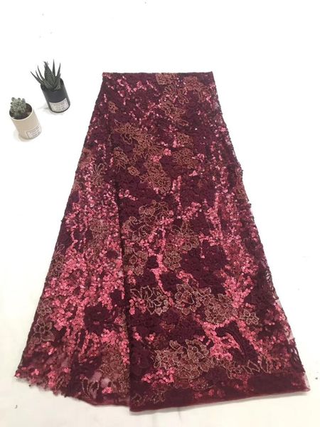 

ribbon african sequins lace fabric embroidery french tulle fabrics for wedding ts9065, Pink;blue