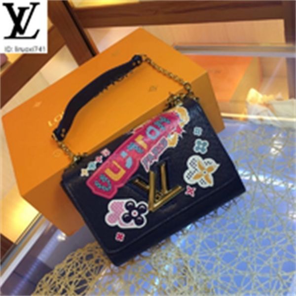 

brand designer luxury ca88 m51878 graffiti print shoulder bag dark blue women handbags iconic bags handles shoulder bags totes cross bod, Red;black