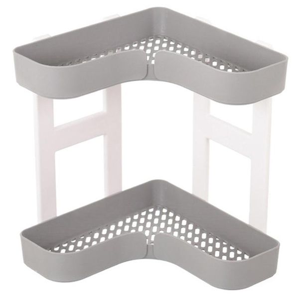 

bathroom storage & organization double layers corner rack l shape cosmetic shelf kitchen organizer gray