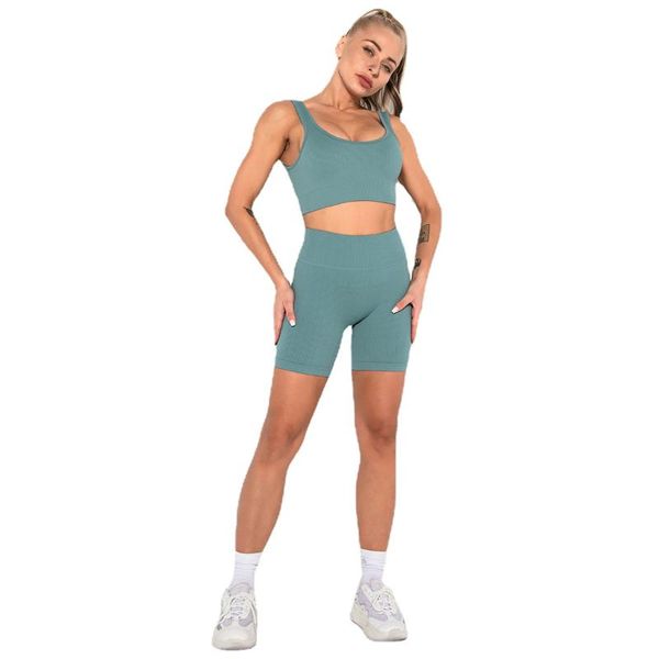 

yoga outfit green seamless biker sport suit women fitness bra shorts 2 pcs set gym running workout clothing stretchy black