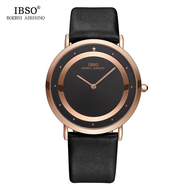 

wristwatches ibso black leather strap mens watches quartz men wrist watch relogio masculino 2021 women's day gift #8269, Slivery;brown