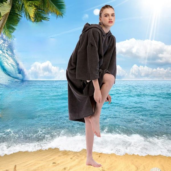 

swim wear oversized hoodie cloak changing robe hooded bath towel quick-drying outdoor beach ladies long sleeve