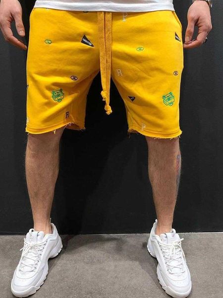 

men's shorts 2021 leisure sports knickers, summer brand embroidered cotton hip-hop, leisure, five points, novel, White;black