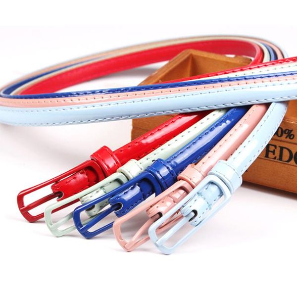 

fashion ladies small belt patent leather imitation korean word buckle women's candy color belts for women, Black;brown