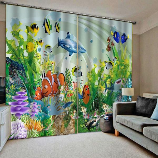 

curtain & drapes blue ocean curtains 3d luxury blackout window living room