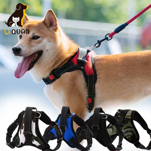 

adjustable dogs harness no pull dog breathable outdoor vest reflective straps cat pet supply with patch
