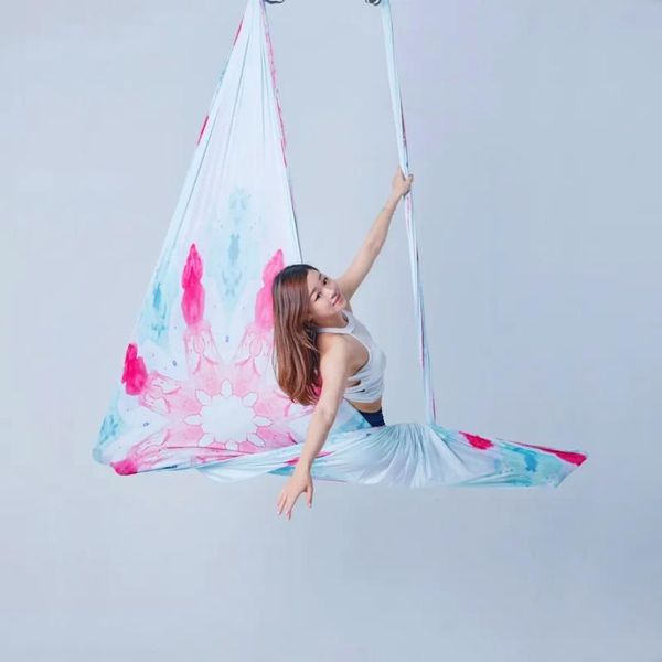 

resistance bands 2021 printed 5 meters aerial yoga hammock fabric silk medium stretch anti-gravity equipment