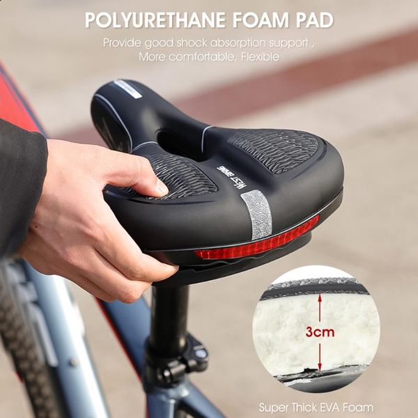 

bike saddles west biking saddle reflective cushion pu leather soft comfortable mtb road cycling seat shockproof bicycle